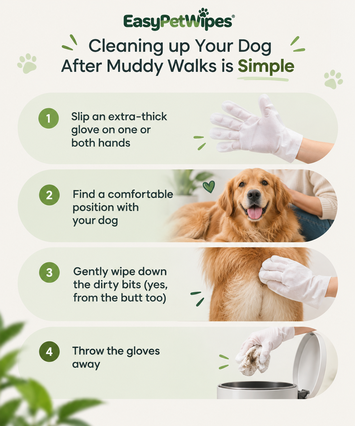 EasyPetWipes™ - Pet Grooming Glove Wipes