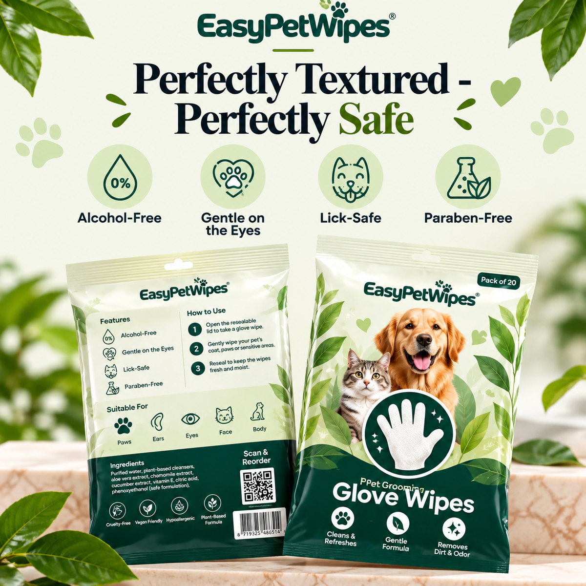 EasyPetWipes™ - Pet Grooming Glove Wipes